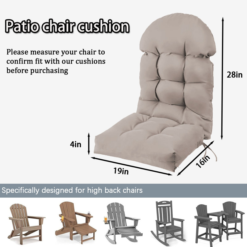 Coussin de dossier de chaise d'extérieur Adirondack, coussins de meubles de patio à haut dossier, imperméables et résistants à l'eau