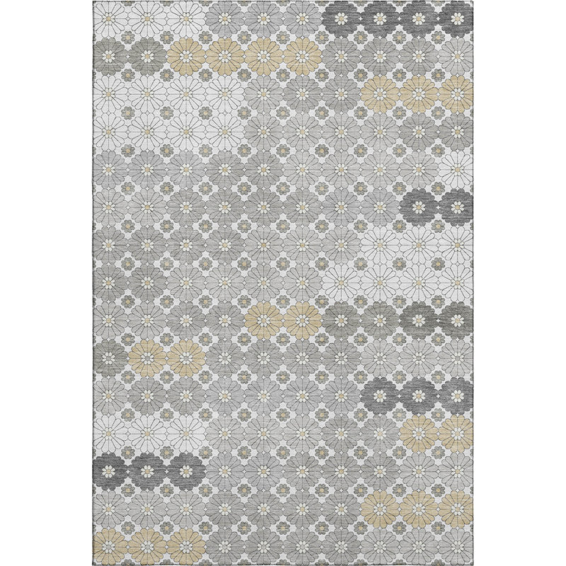 Premium Machine Washable Slesnick AMF1678 Geometric Rug, Rectangle 2'6" x 3'10"