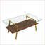 Élégante table basse en verre trempé pour le salon avec pieds dorés, facile à nettoyer et amp; Durable-264325550