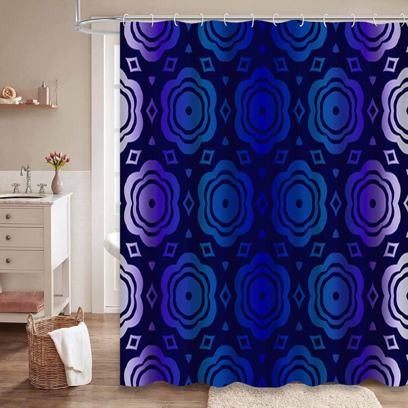Rideau de douche bleu foncé à 12 crochets, L 72 po x l 72 po