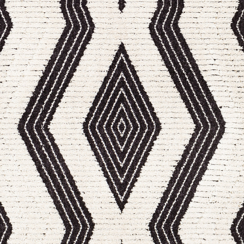 Tapis marocain noir / ivoire Dingle, Rectangle 2 pi x 2 pi 11 po