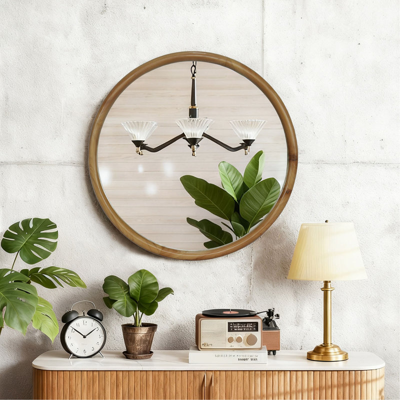 Miroir d'appoint mural et en bois naturel de style moderne Mid-Century pour un usage domestique