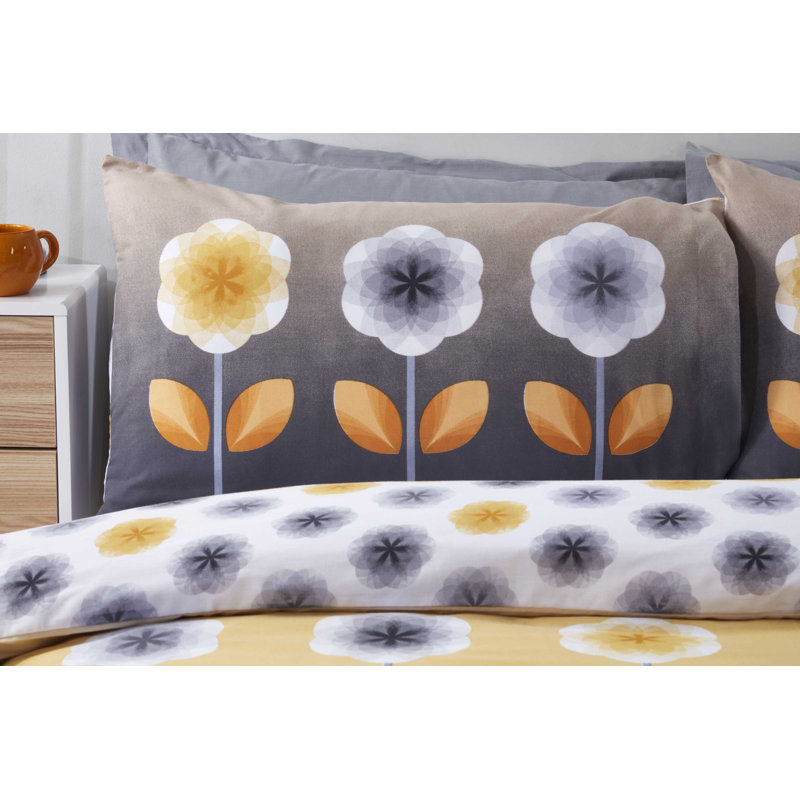 George Oliver Bernal Floral Duvet Cover Set with Pillowcases, King - 2 Standard Pillowcases, Ochre