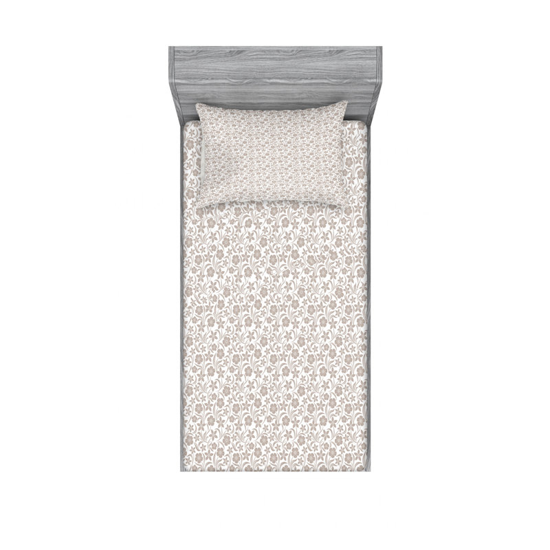 Microfiber Floral Sheet Set, Twin Sheet Set + Fitted Sheet + 1 Pillowcase, Floral
