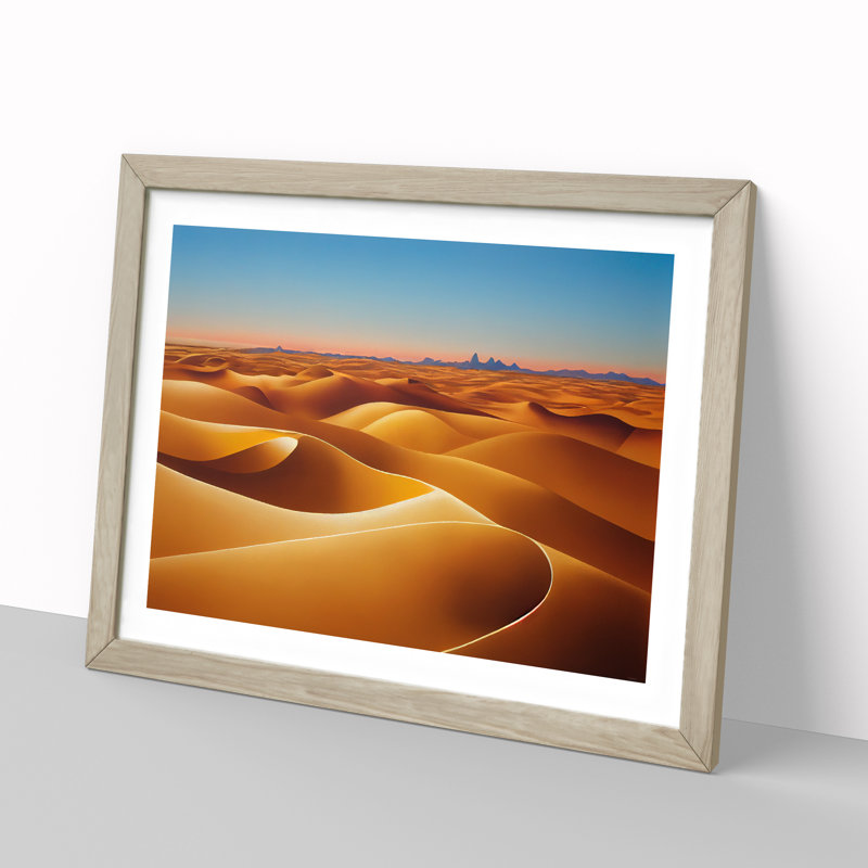 Golden Sand Desert Vol.3 1 Piece Single Picture Frame Wall Art, 25cm H x 34cm W x 2cm D, Oak Framed