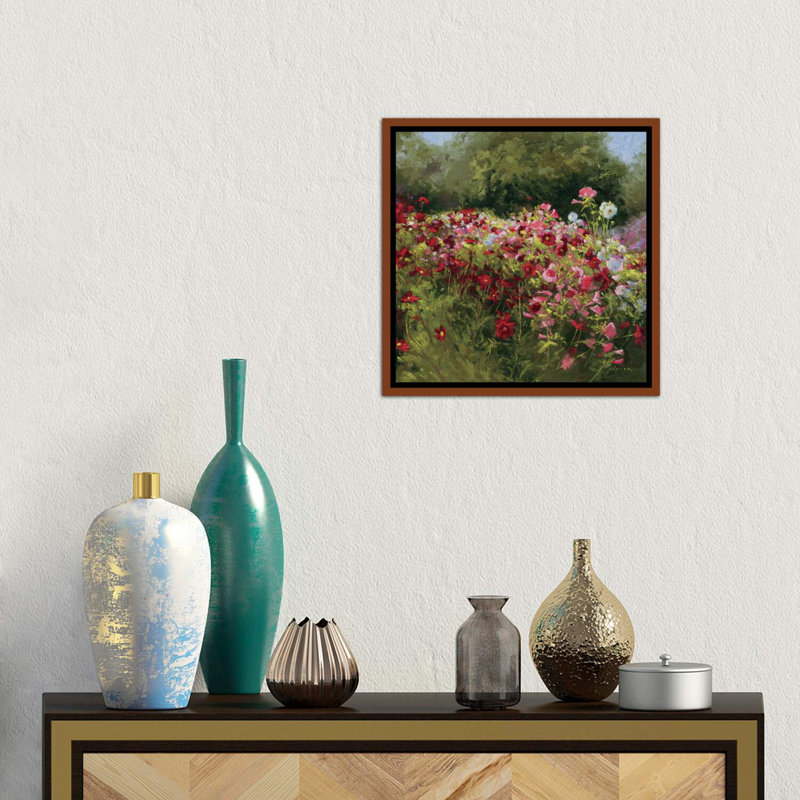 46 Cosmos Garden II par Wild Apple Portfolio - reproduction d'art, Cadre flottant brun, H 37 po x l 37 po x P 1,5 po