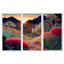 Fleurs colorées pendant l'heure dorée I - Paysage montagnard, ensemble d'art mural sur toile-1800121282-1800121149
