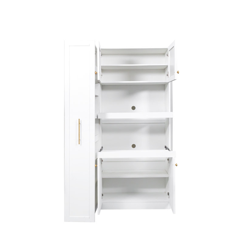 Garde-manger Farmhouse avec 4 portes et tablettes coulissantes à plusieurs niveaux pour un rangement organisé