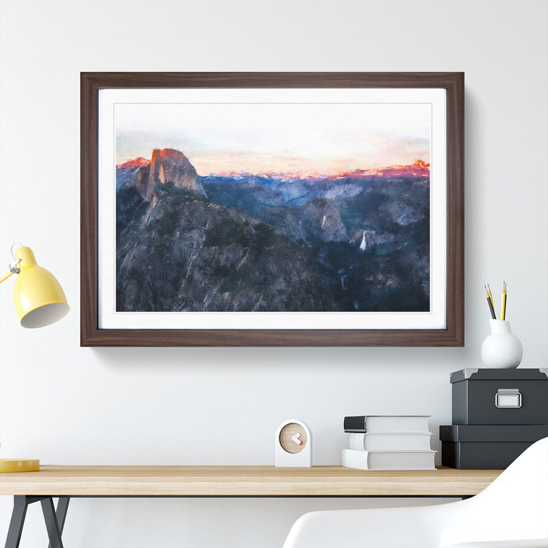 Half Dome Falls - Picture Frame Painting Print, 24cm H x 33cm W x 2cm D, Walnut Framed