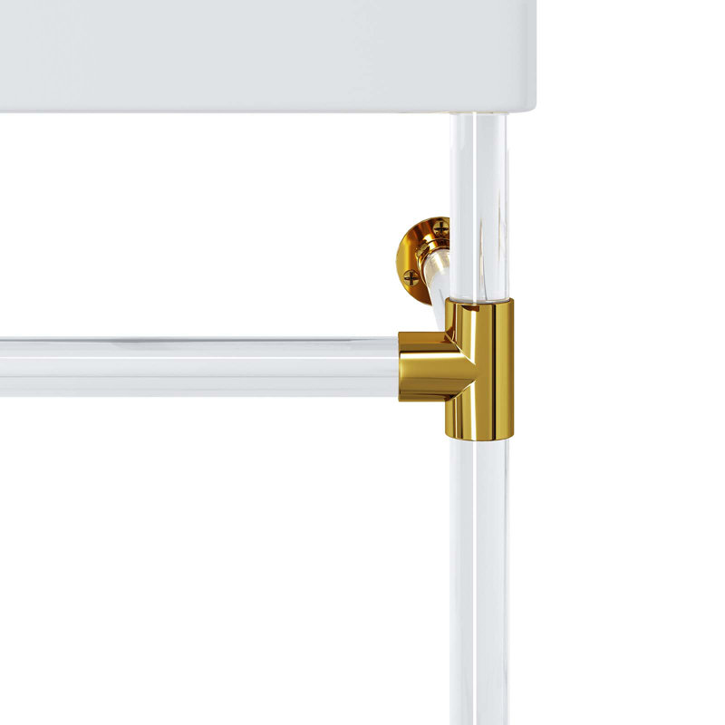 Redeem 32" Clear and White Acrylic Wall-Mount Bathroom Vanity