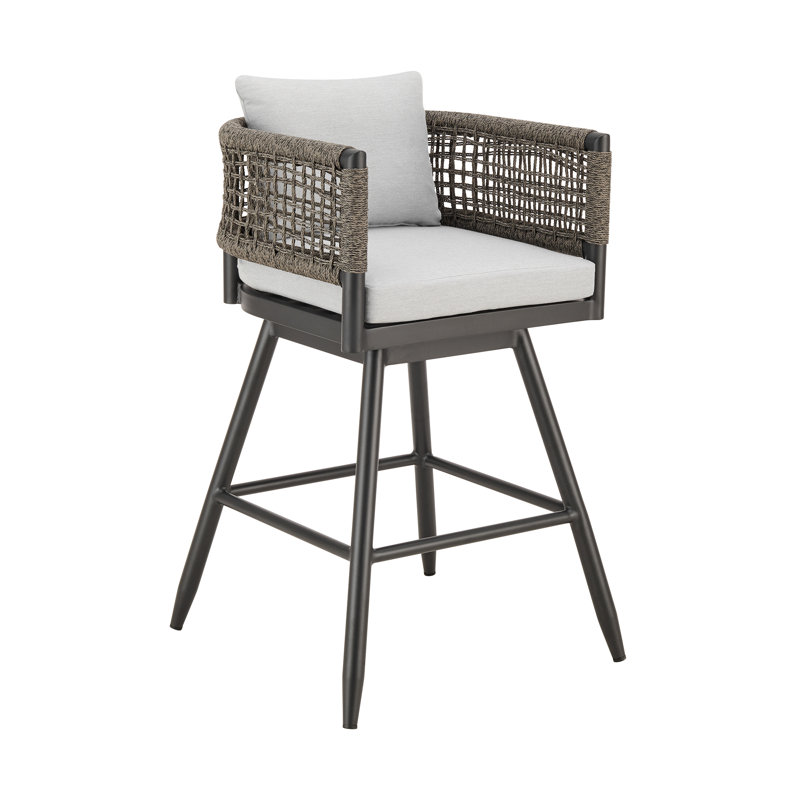 Haimes Metal Outdoor Stool with Cushion, 26"