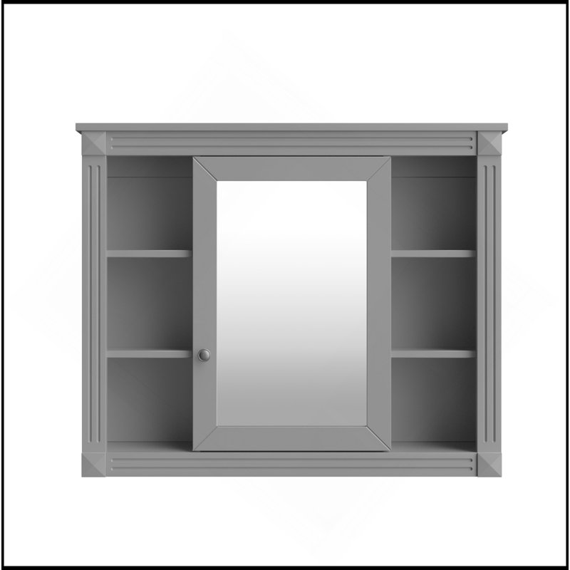 Armoire de rangement murale moderne pour salle de bain 35 po x 28 po, armoire à pharmacie, armoire murale moderne avec miroir, armoire à miroir avec 6 tablettes ouvertes (meuble-lavabo non inclus)