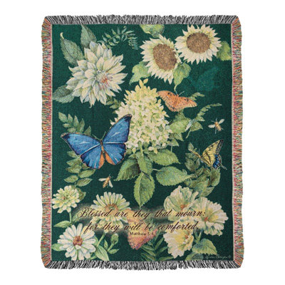 Tapisserie tissée artisanale « Flutter and Flowers » de Manual Woodworkers & Weavers, 127 x 152 cm, 100 % coton, qualité héritage.