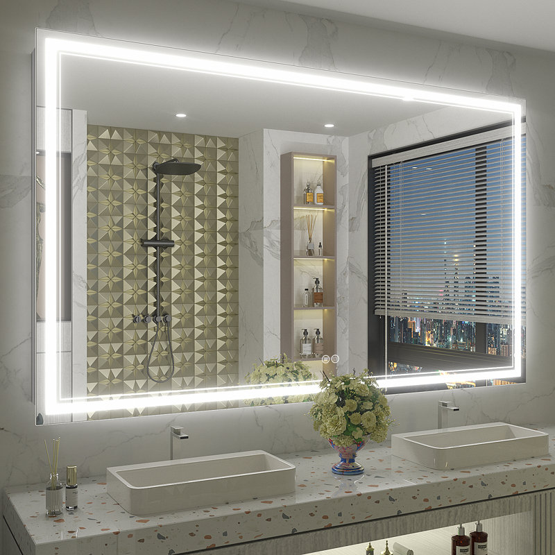  Wayfair Basics® UL Certified LED Anti-Fog Tempered Glass Bathroom/Vanity Mirror , 60" x 36"
