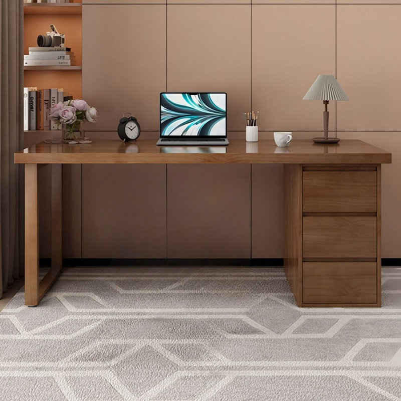 Bureaux rectangulaires en bois massif brun noisette, H 29,53 po x l 62,99 po x P 23,62 po, Retour à droite