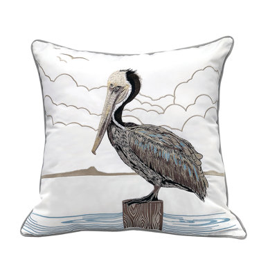Embroidered Outdoor Throw Pillow