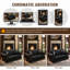 Canapé Chesterfield avec capitonnage à boutons Mid-Century 63 po avec garniture cloutée et 2 repose-pieds-1808901498