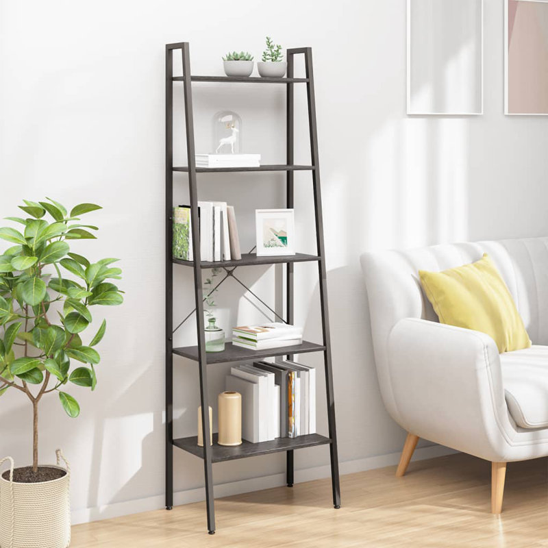 Lito 174 cm H x 56 cm W Steel Standard Bookcase, 56 x 35 x 174 cm, black
