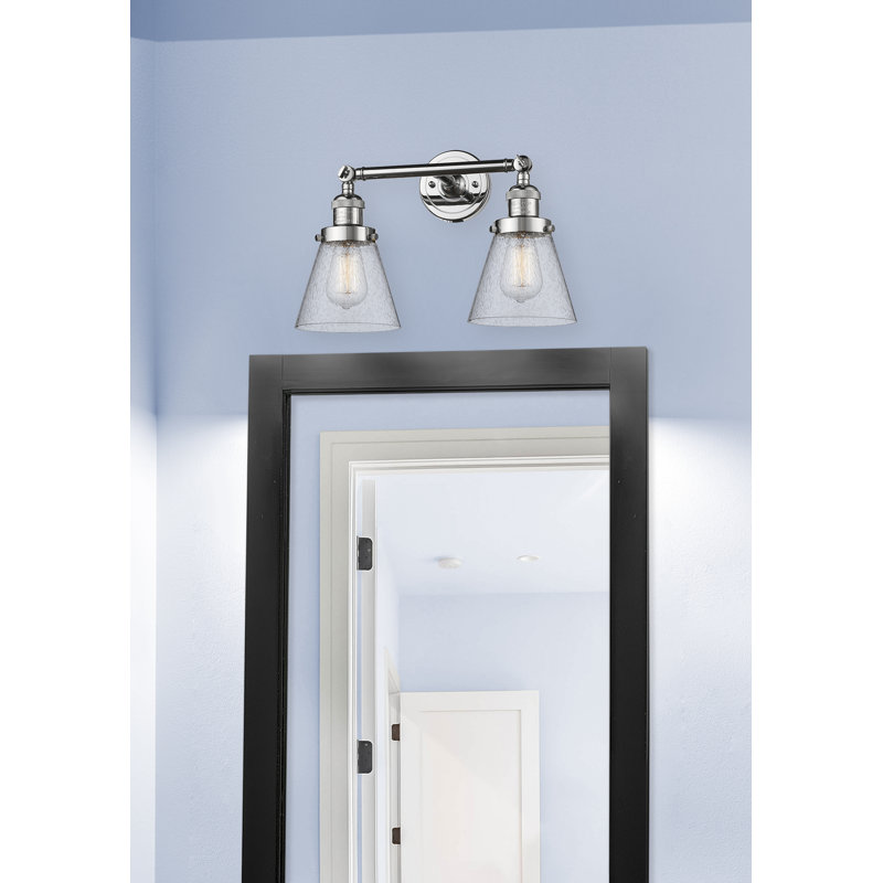 Cone 2 Light Tiltable Bath Vanity Light, 6 Watt Vinage LED Bulb, Seedy, Polished Chrome