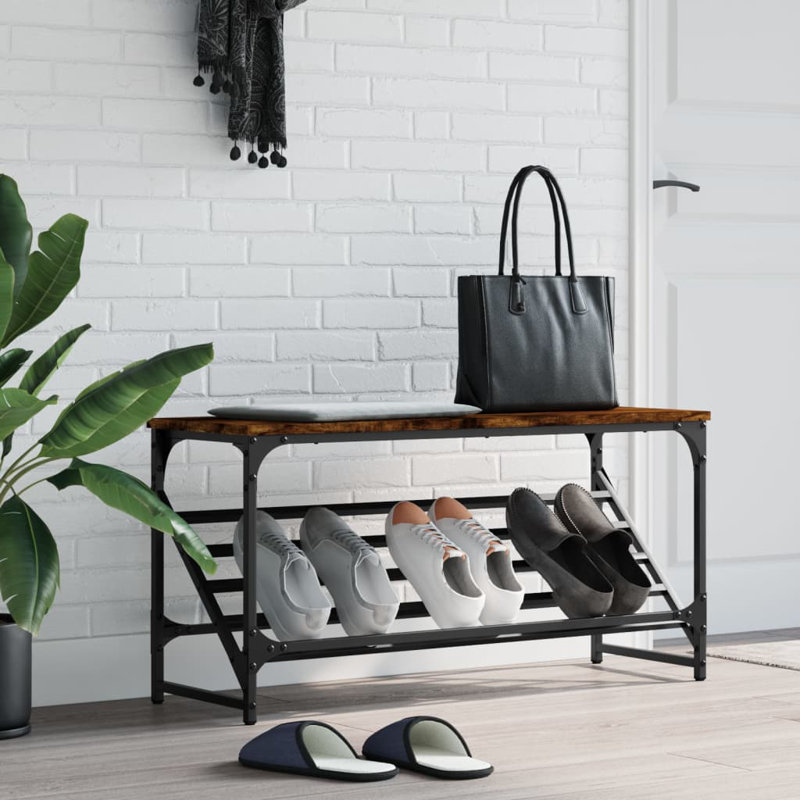 3 Pair Shoe Rack, Smoked Oak