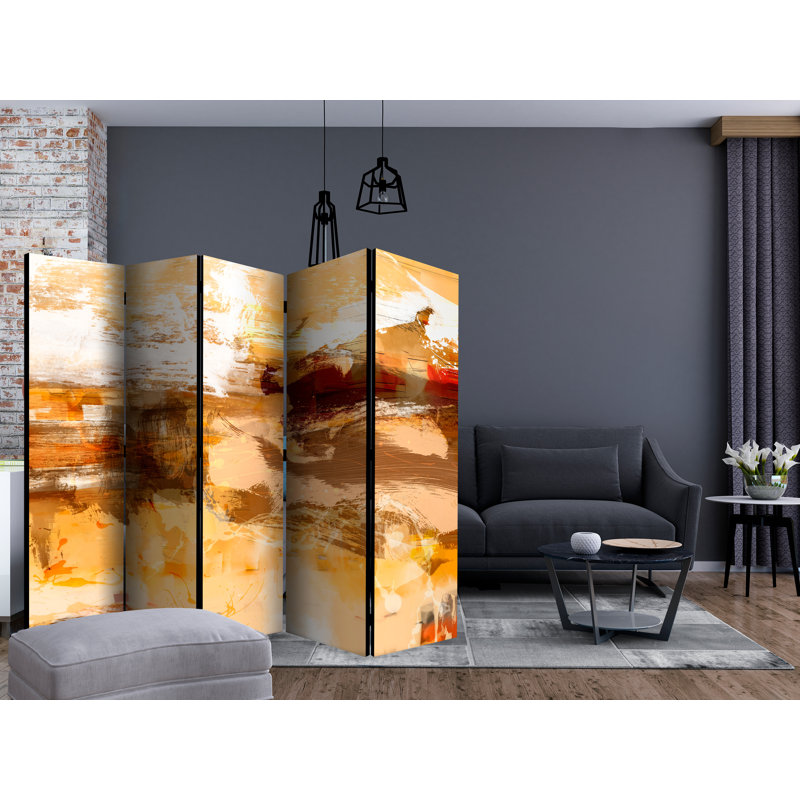 Gracemary 225cm W x 172cm H 5 - Panel Solid Wood Folding Room Divider