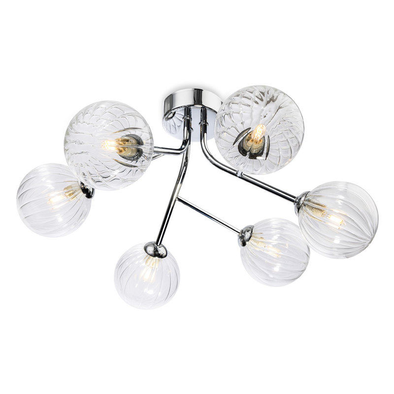 Glass Flush Mount, Transparent, Clear, Chrome