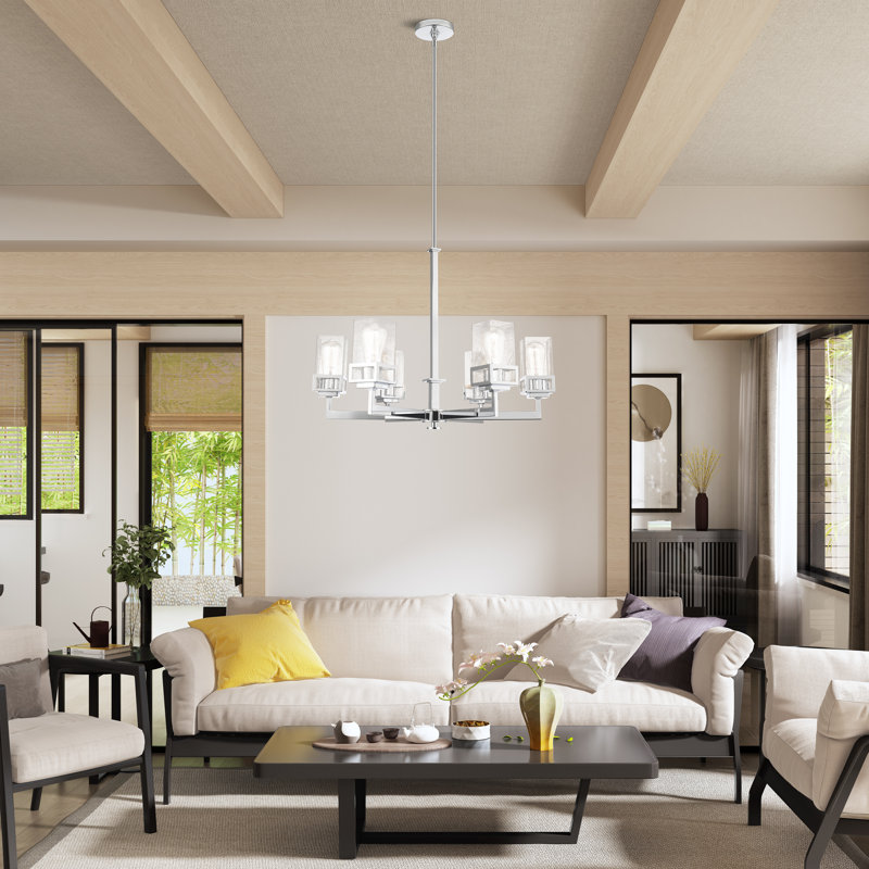 Lustre sphérique spoutnik 6 lumières Nailwell, Chrome poli