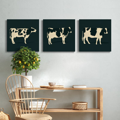 «Refined Holstein I», ensemble de 3 impressions sur toile tendue