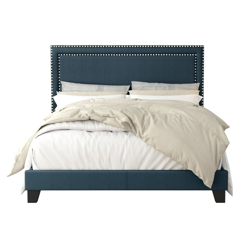 Artia Upholstered Standard Bed, Denim Blue, Twin