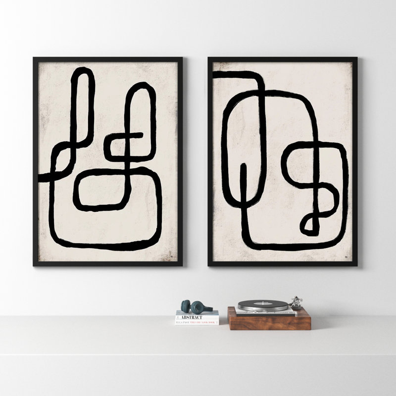 Linework by StudioM, 38" H x 53" W x 1.25" D, Black Framed Paper