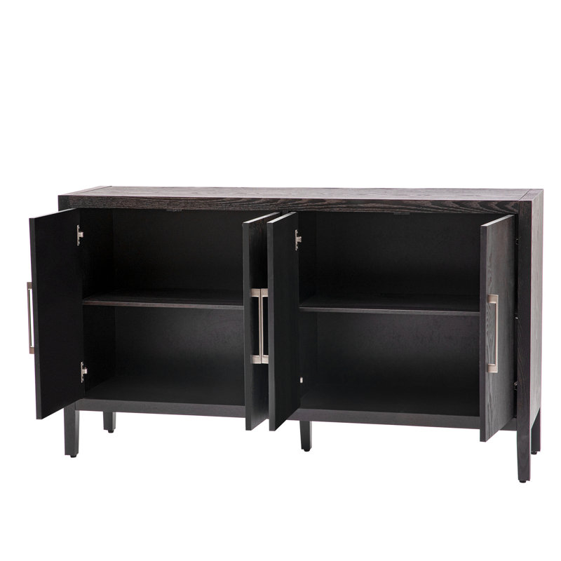 Cortisha Large Storage Cabinet Sideboard with 4 Metal Handles 4 Adjustable Shelves and 4 Doors High Quality Wood Grain Design Easy to Assemble Perfect for Home Organization and Maximizing Storage Space