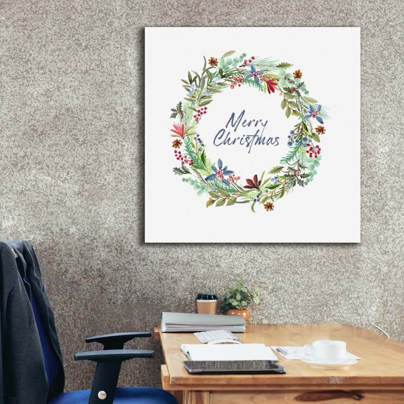 Art mural sur toile Winston Porter «Cedar Blues Wreath» par Art Licensing Studio, H 37 po x l 37 po x P 1,5 po