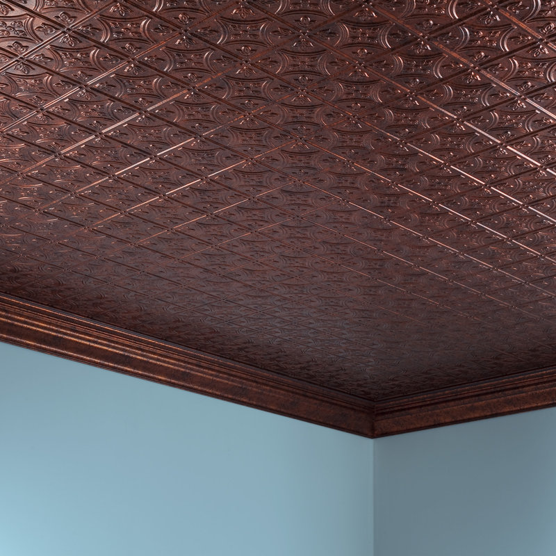 Panneau de plafond décoratif en vinyle 2 pi x 4 pi FASÄDE style traditionnel / motif, Cuivre pierre de lune