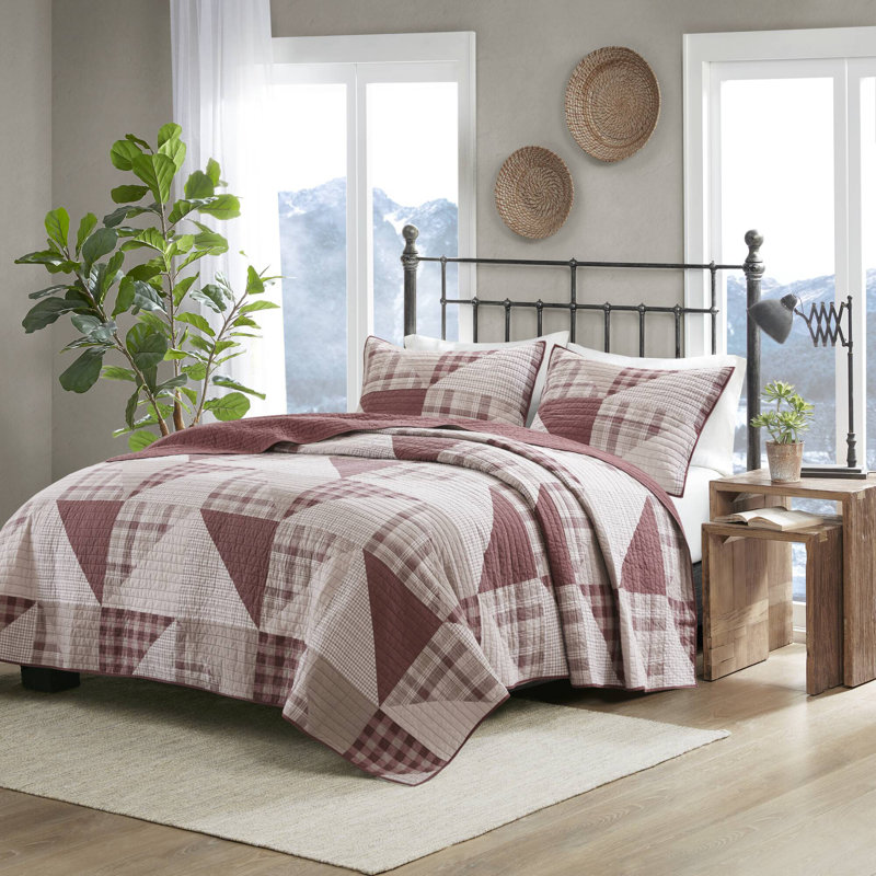 Woolrich Olsen Red Oversized 100% Cotton 3-Piece King/Cal King Coverlet Mini Set, King/Cal King, Red