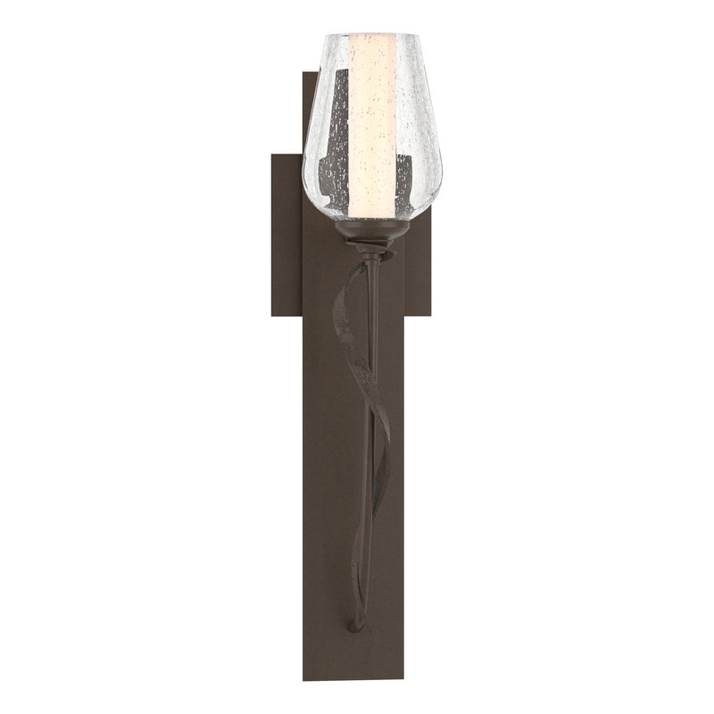 Flora 1 - Light Armed Sconce, Bronze, Seeded Clear/Opal White