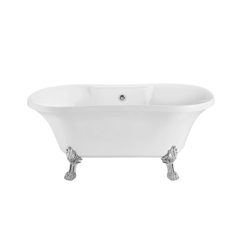 Baignoire de trempage sur pattes 60 "Streamline, Chrome poli, Chrome poli