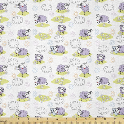 Christell Sheep with Clouds Constructed Out of Dots Multi-Purpose Fabric