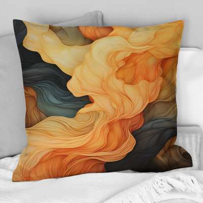 Coussin décoratif Dynamic Waves Vintage Illustration Orange Blue - Abstract Shapes