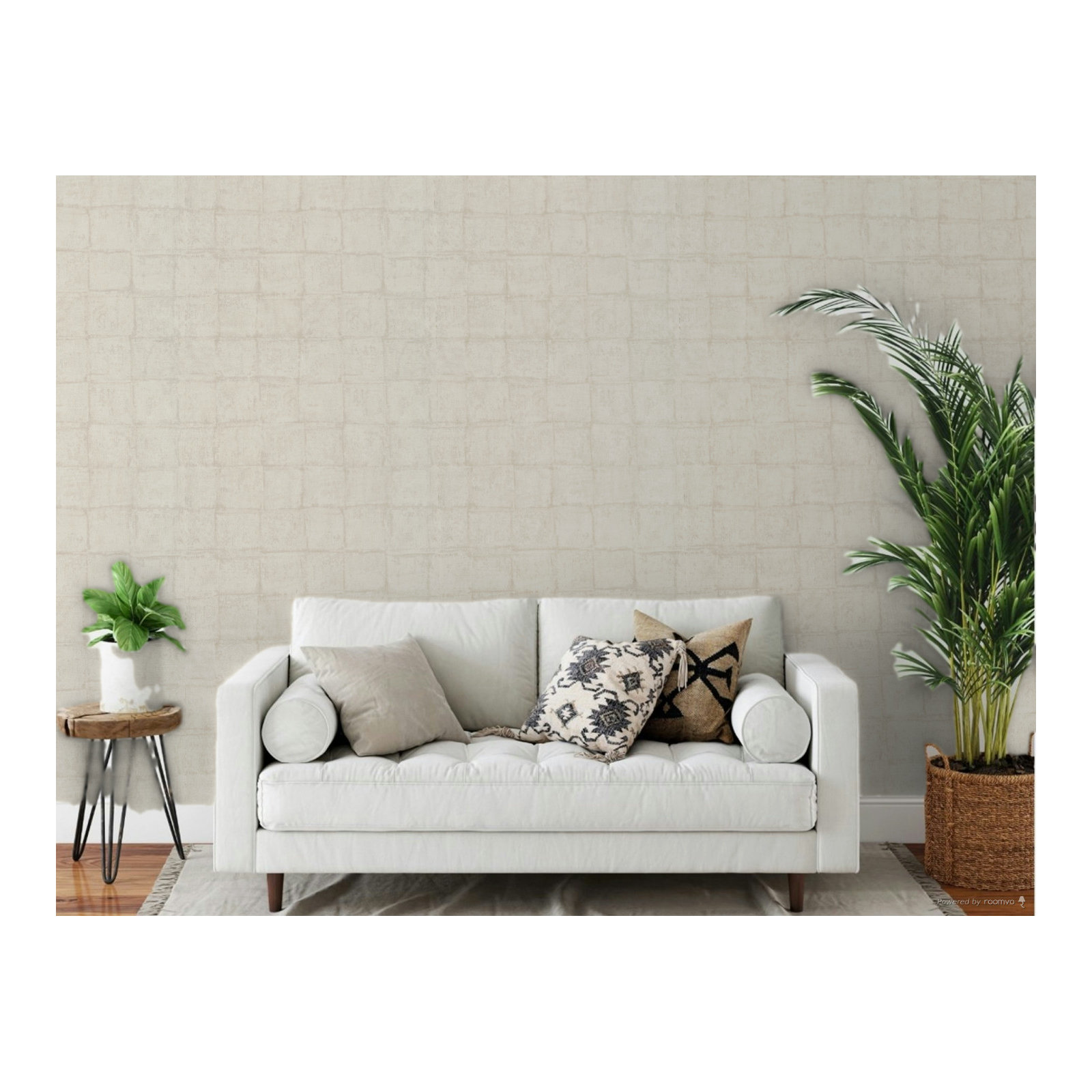 Eden Textured Tile 33' L X 21" W Wallpaper Roll, Greige
