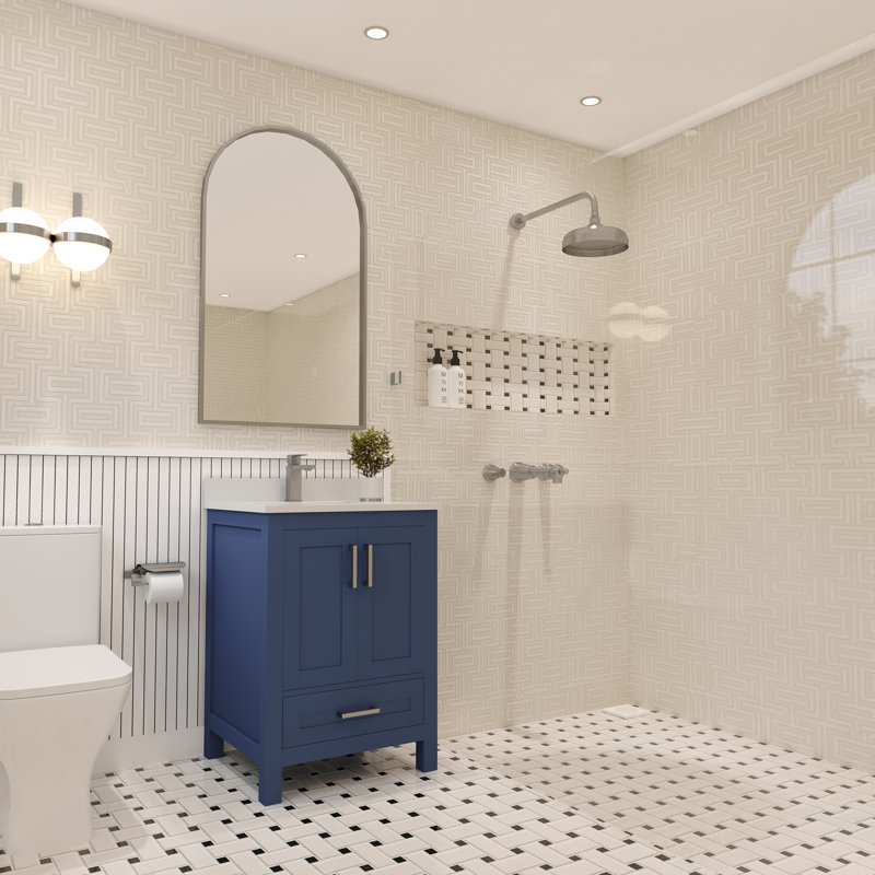 Rooh Single Bathroom Vanity Set, Navy Blue, 24"