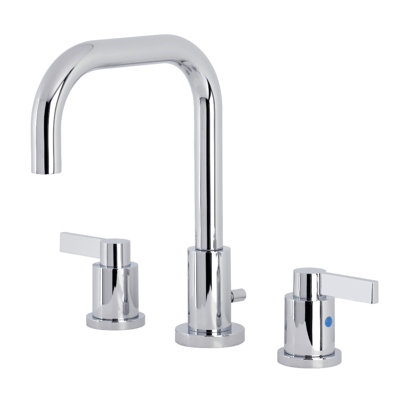 Kingston Brass NuvoFusion Two-Handle 3-Hole Deck Mount Widespread Bathroom Faucet with Brass Pop-Up Drain