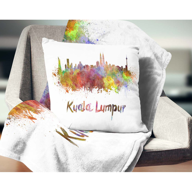 Coussin Kuala Lumpur Skyline - Cityscape, 16 po x 1 po, Coussin décoratif
