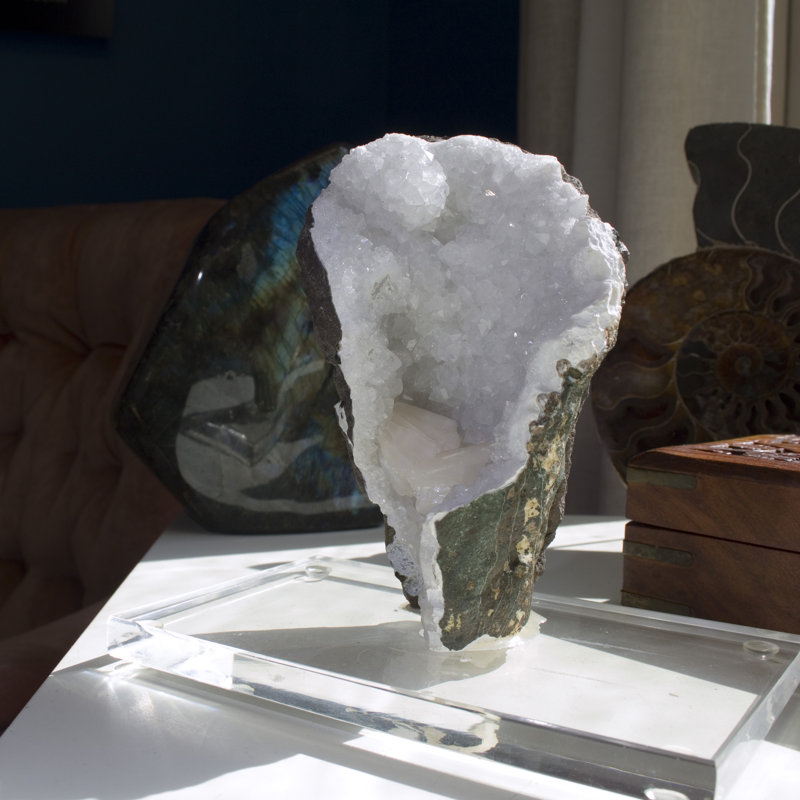 Stilbite & Apophyllite In Matrix. Acrylic Mounted.