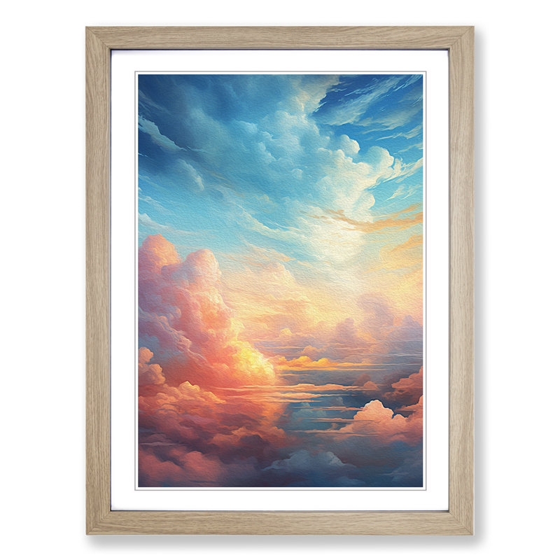 Single Picture Frame Print on Wood, 64cm H x 46cm W, Oak Framed