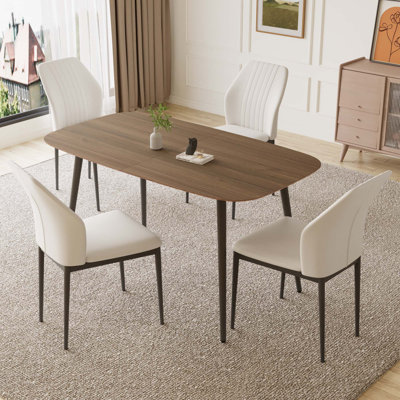 Ensemble de table de salle à manger rectangulaire 55,1 po, table de cuisine moderne, pieds en acier (1 table et 4 chaises)