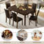 Ensemble de table à manger moderne 7 pièces avec 6 chaises rembourrées, ensemble de table à manger rectangulaire en bois pour 6 avec chaises, pour salle à manger, cuisine, restaurant, noyer
