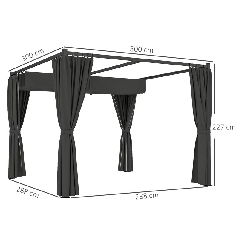 2.27m x 3m x 3m Pergola, Charcoal Grey