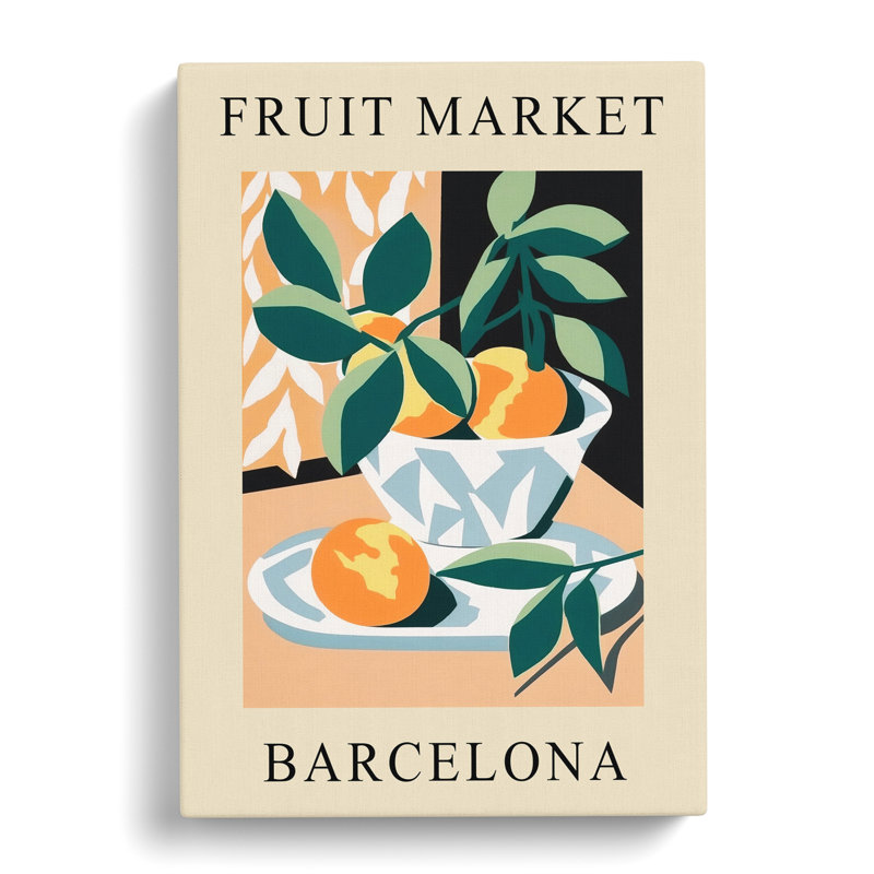 Peach Barcelona Fruit Market - Wrapped Canvas Print, 91cm H x 60cm W x 3cm D