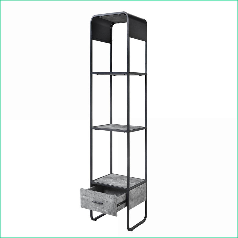 Side Pier, gris ardoise contemporain & amp; Noir avec 2 tablettes ouvertes et 1 tiroir | Bois et métal | Espace de vie principal