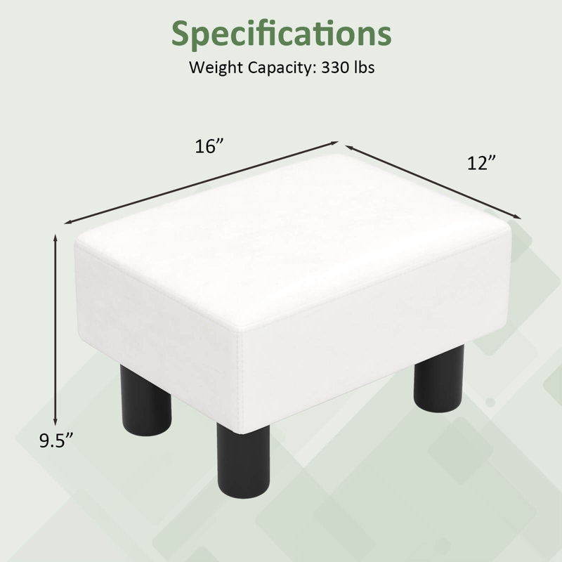 Stimpson Faux Leather Ottoman, White Faux Leather